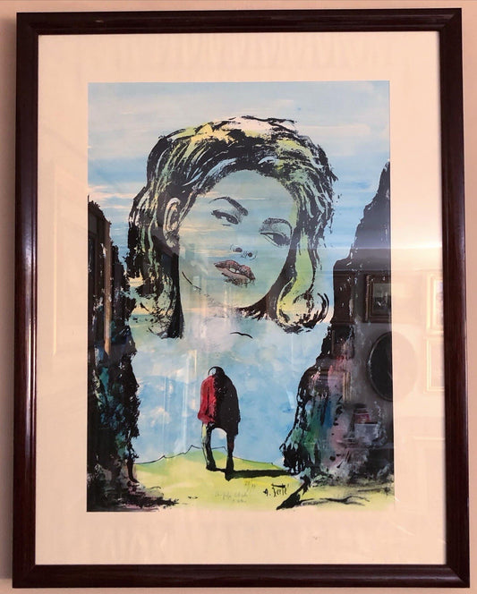 Quadro vintage -Antonio Bertè- serigrafia colorata a mano
