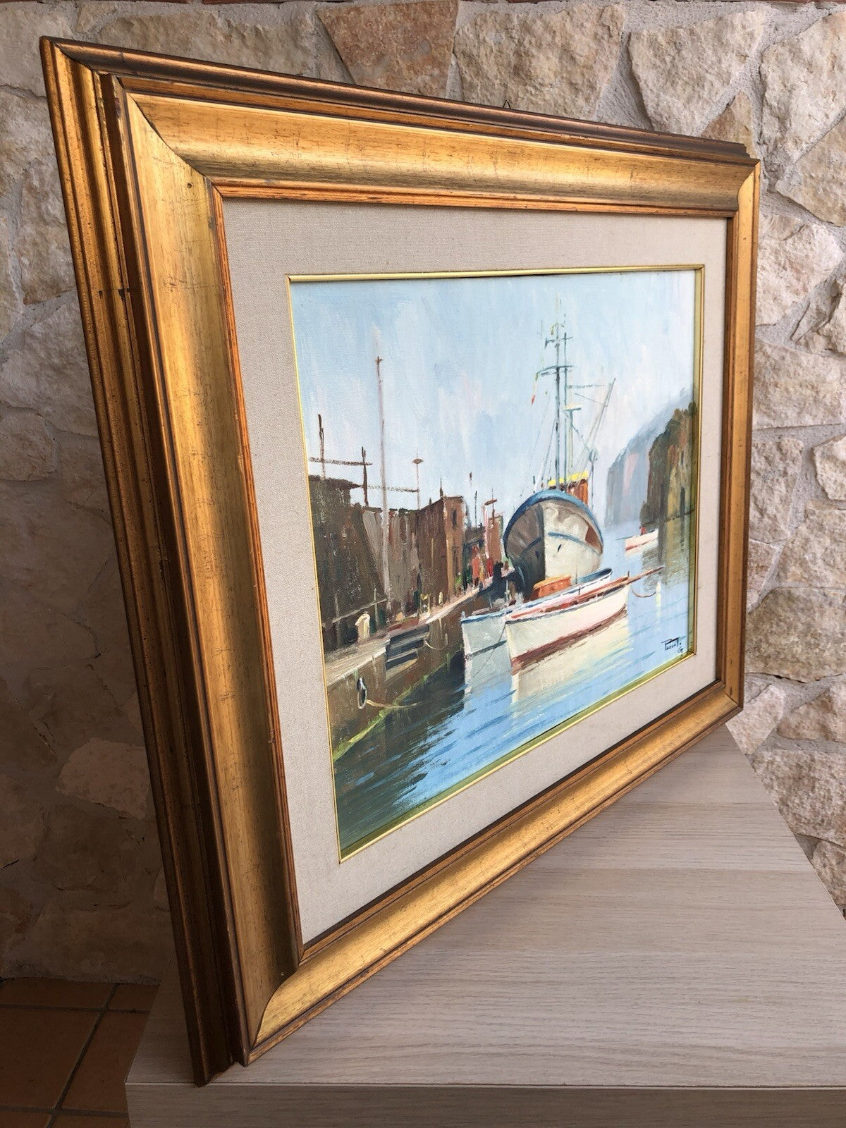 Quadro -Barche All’Ormeggio- dipinto a olio su tela