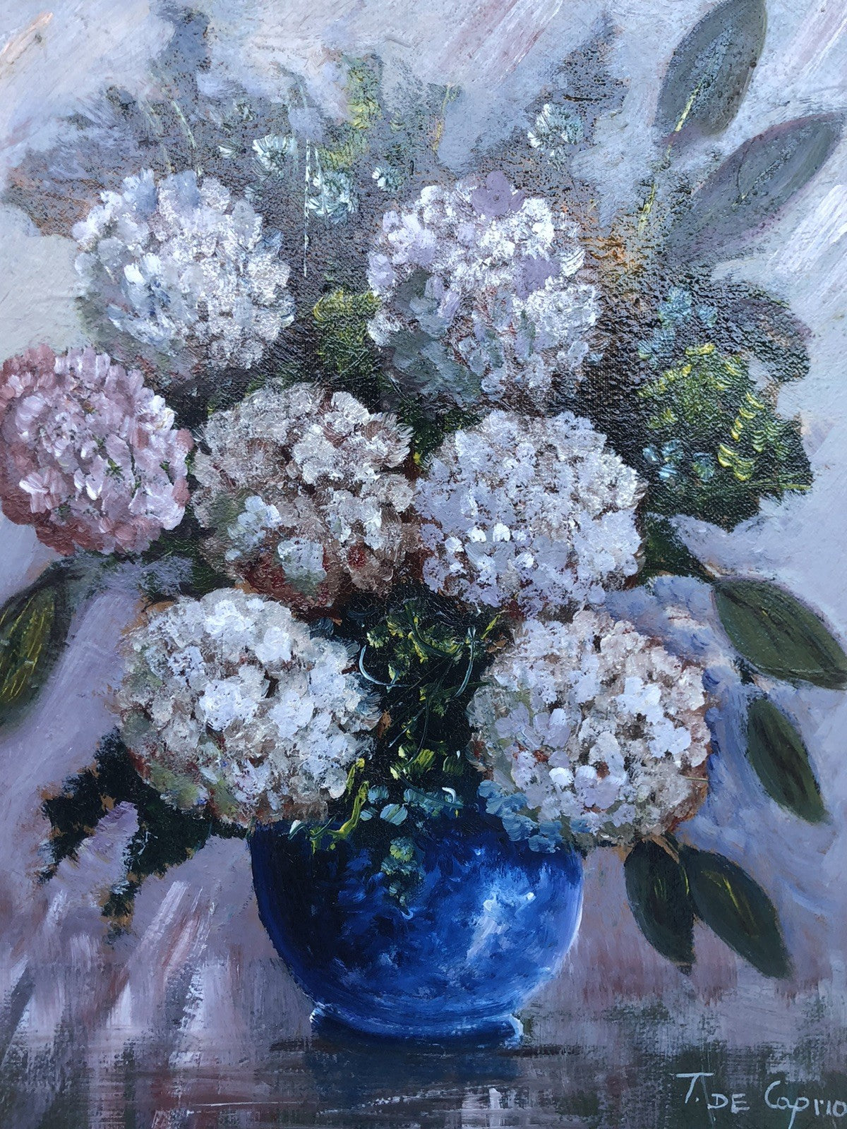 Quadro -Ortensie- dipinto a olio su tela