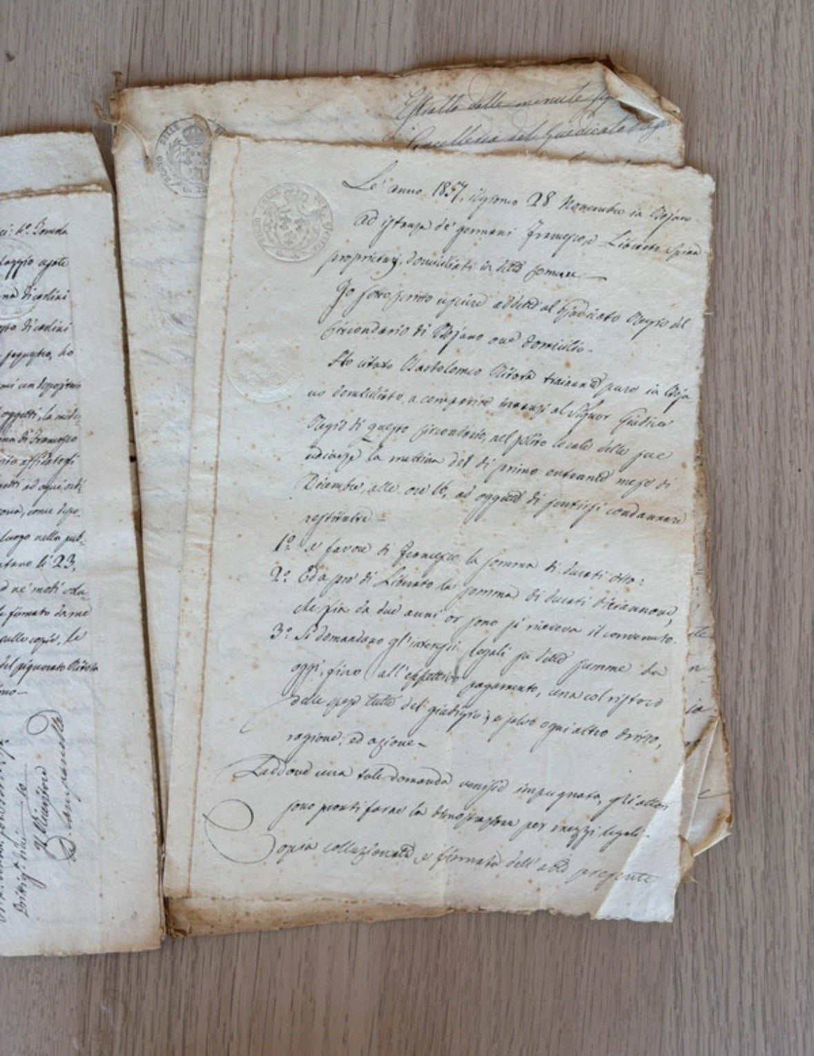 Manoscritti Antichi, Documenti 1800 Con Timbri Del Regno Delle Due Sicilie