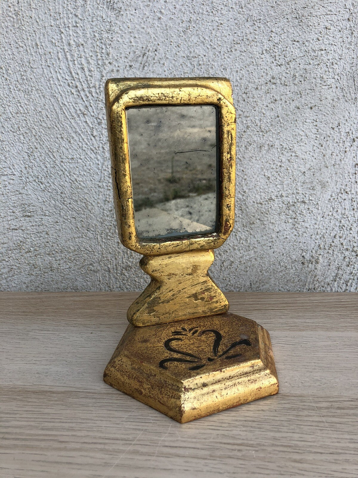 Specchio Vintage Da Tavolo In Legno Stile Fiorentino