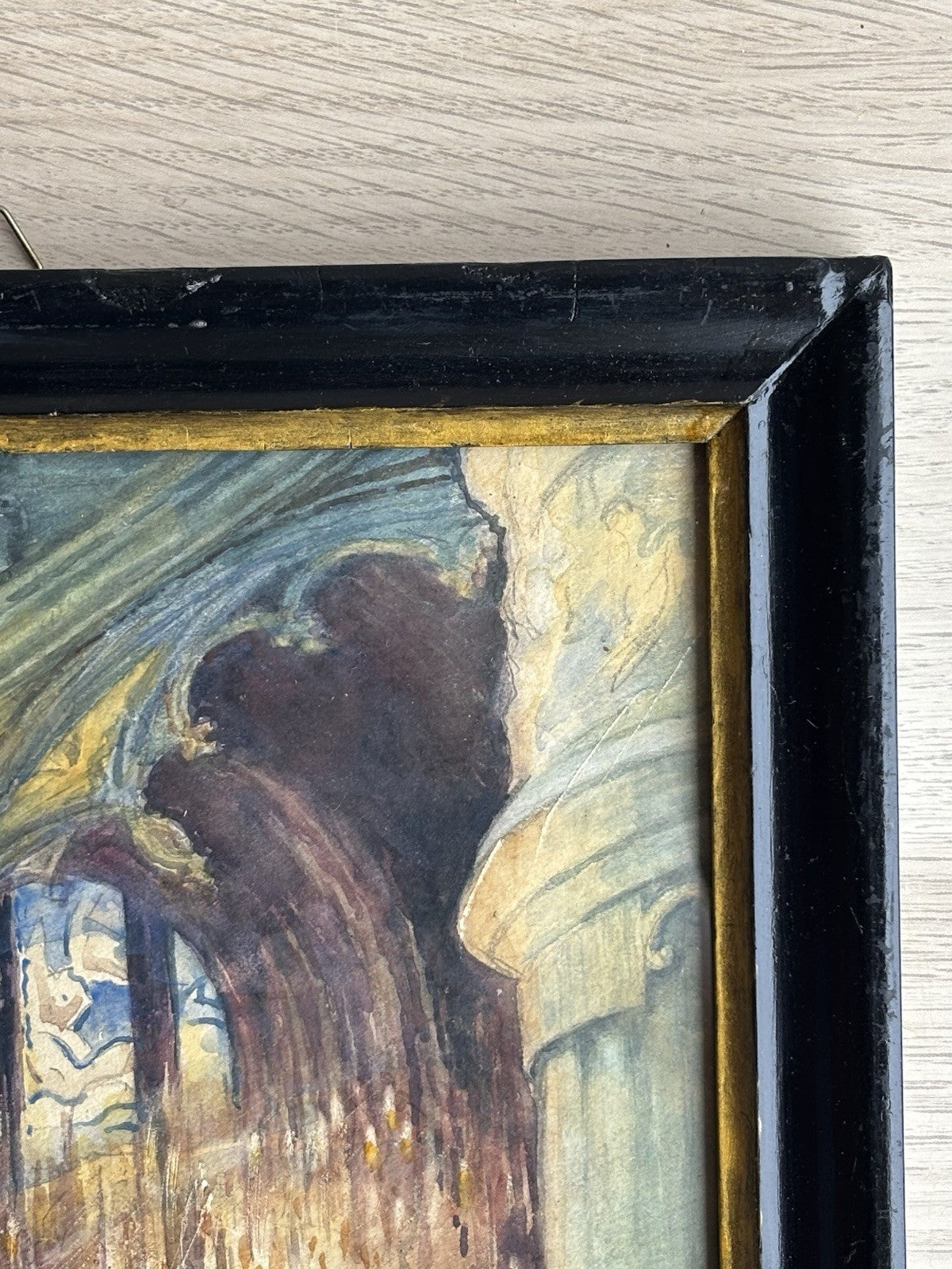 Quadro antico -Cattedrale- dipinto ad acquerello su carta