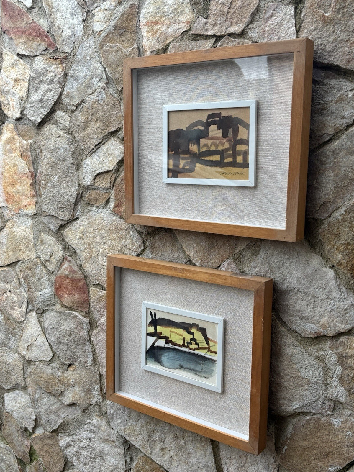 Coppia di quadri -Paesaggi- Mario Sangiovanni realizzati a tecnica mista