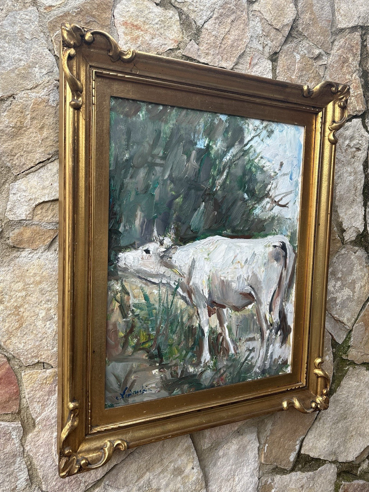 Quadro -Paesaggio Con Toro- Carlo Verdecchia dipinto a olio