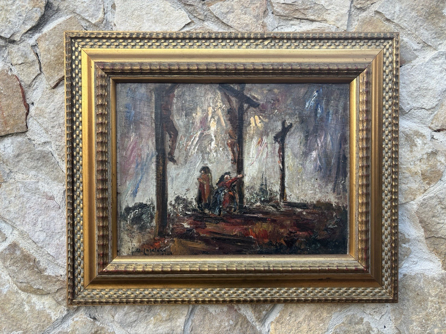 Quadro -Golgota- Guido Casciaro dipinto a olio su tavola