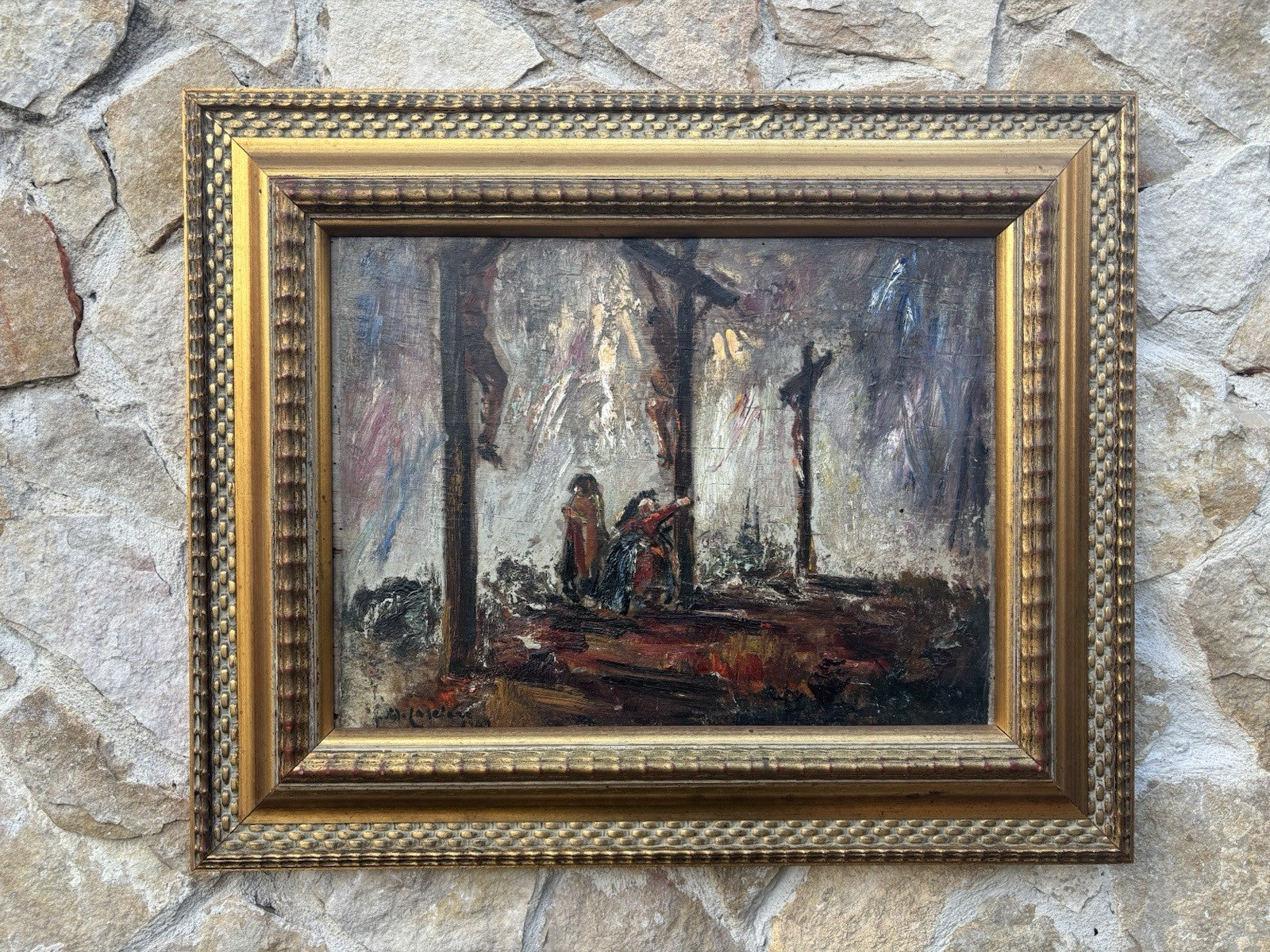 Quadro -Golgota- Guido Casciaro dipinto a olio su tavola