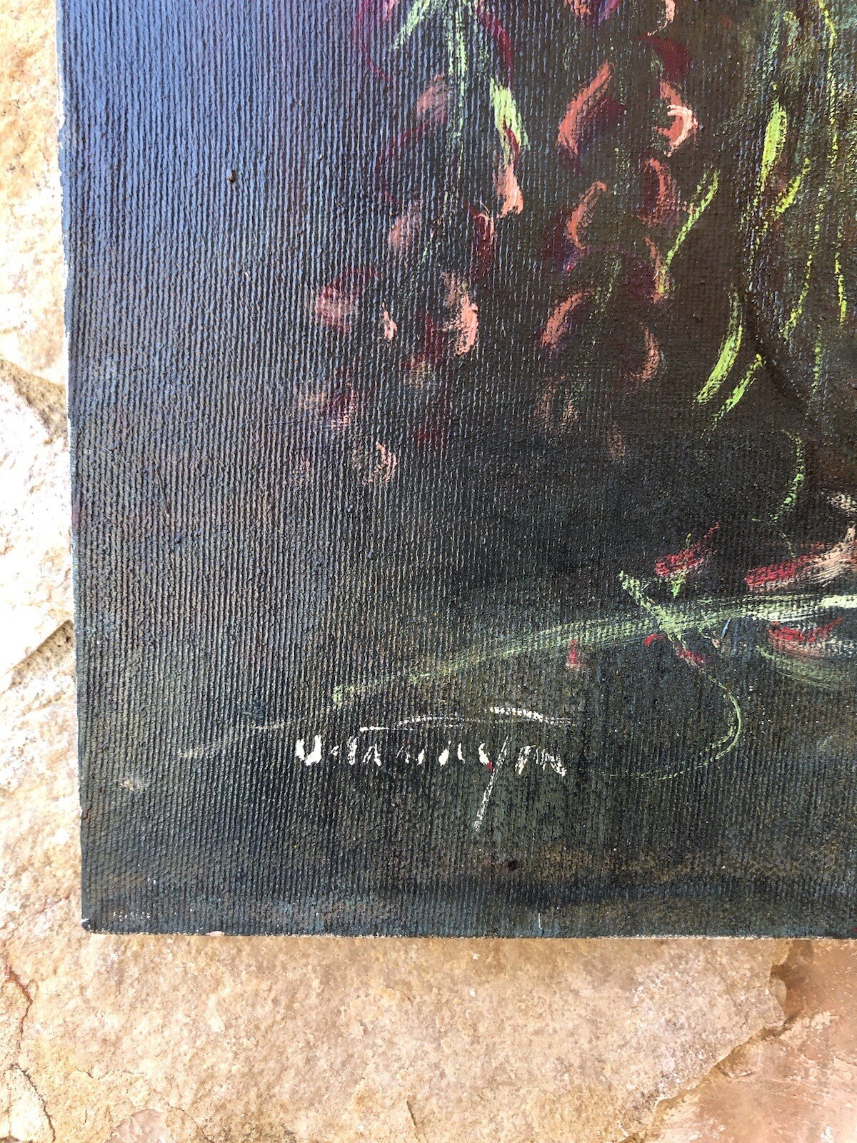 Quadro vintage -Vaso Con Fiori- dipinto a olio su tela