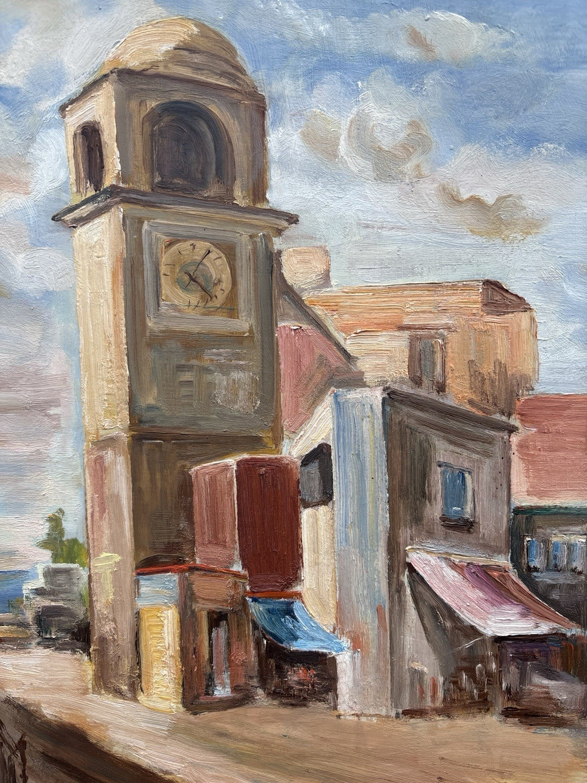 Quadro -Strada Con Campanile- dipinto a olio