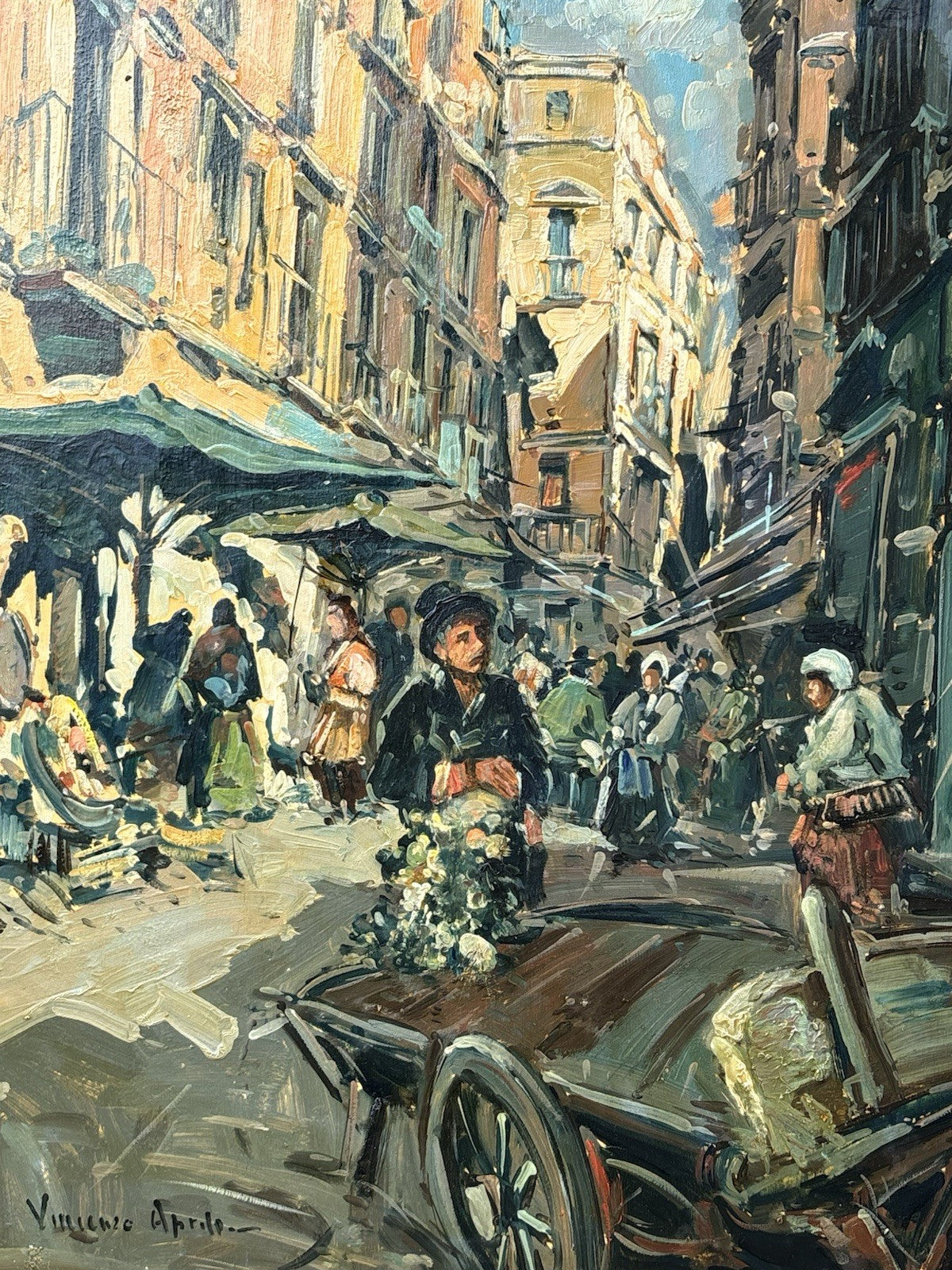 Quadro -Mercato Napoli- Vincenzo Aprile dipinto a olio