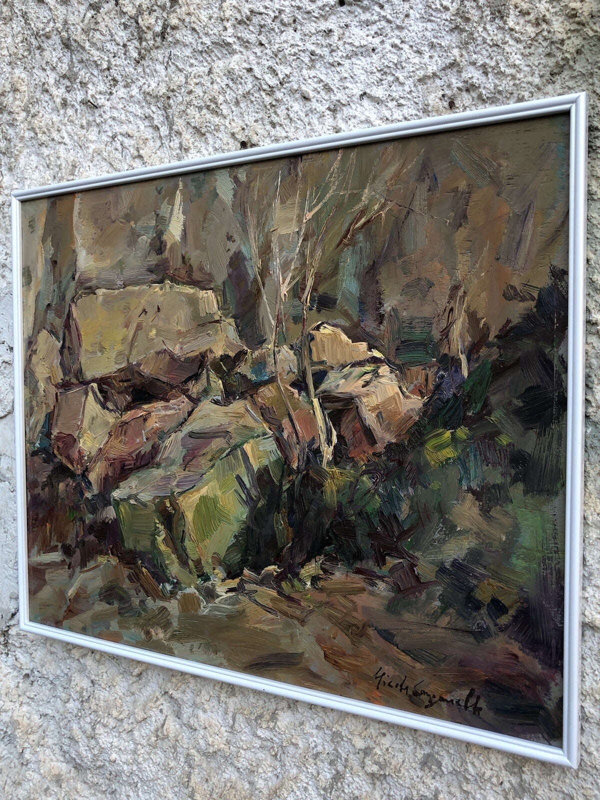 Quadro vintage -Paesaggio Montuoso- dipinto a olio su tavoletta