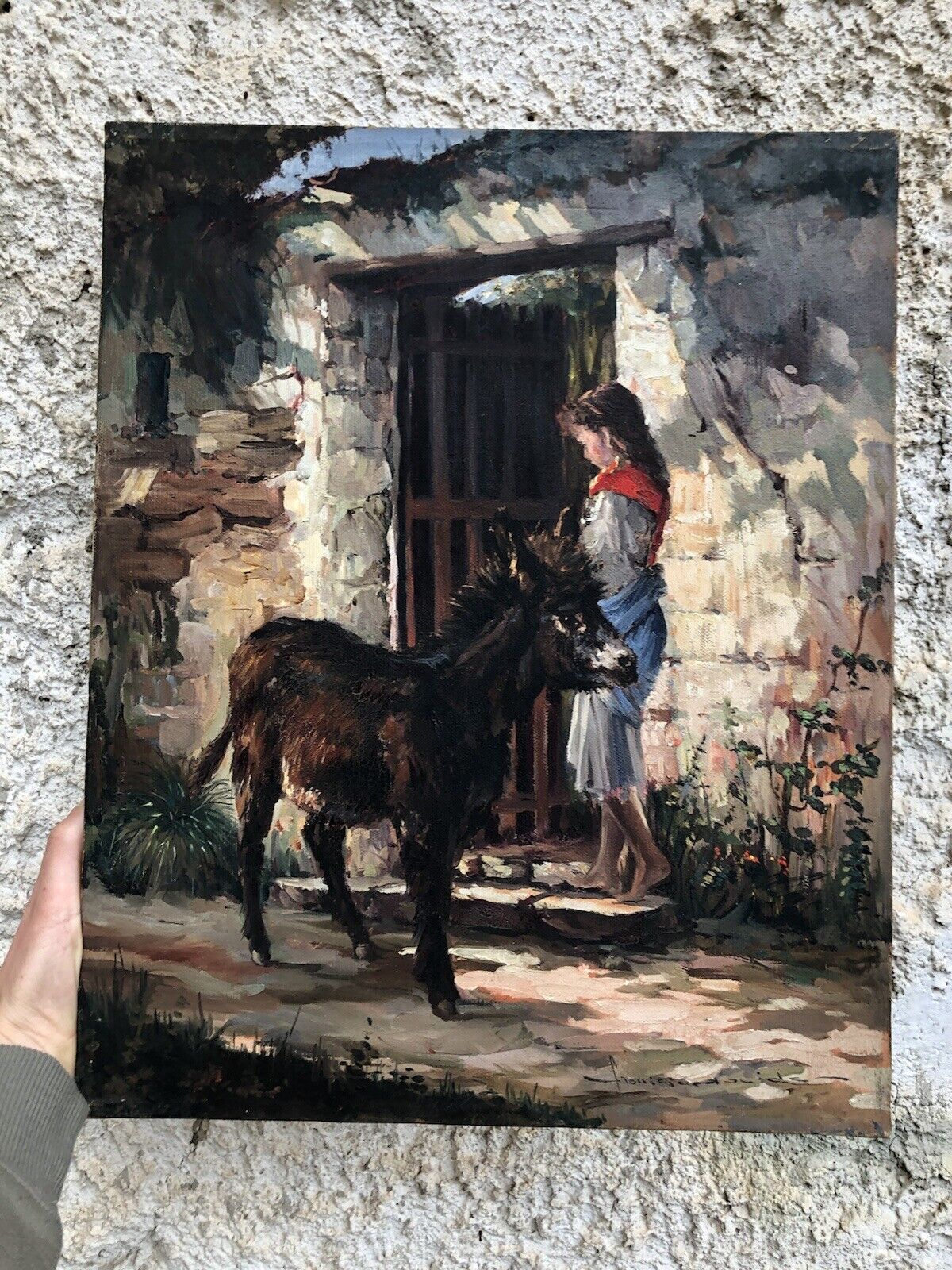 Quadro vintage -Asinello- dipinto a olio su tela