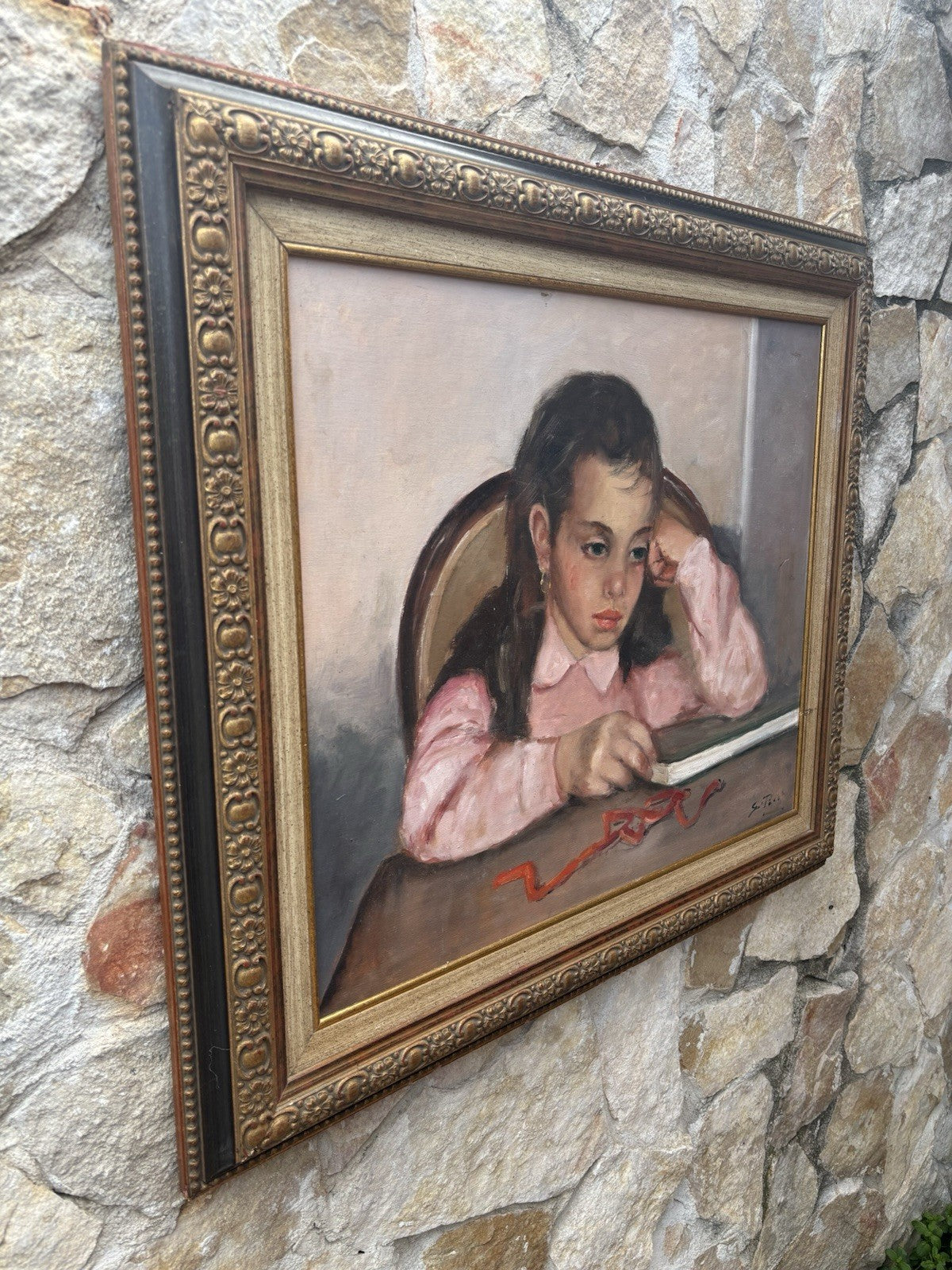 Quadro -Fanciulla Pensierosa- Giovanni Pane dipinto a olio su tavoletta