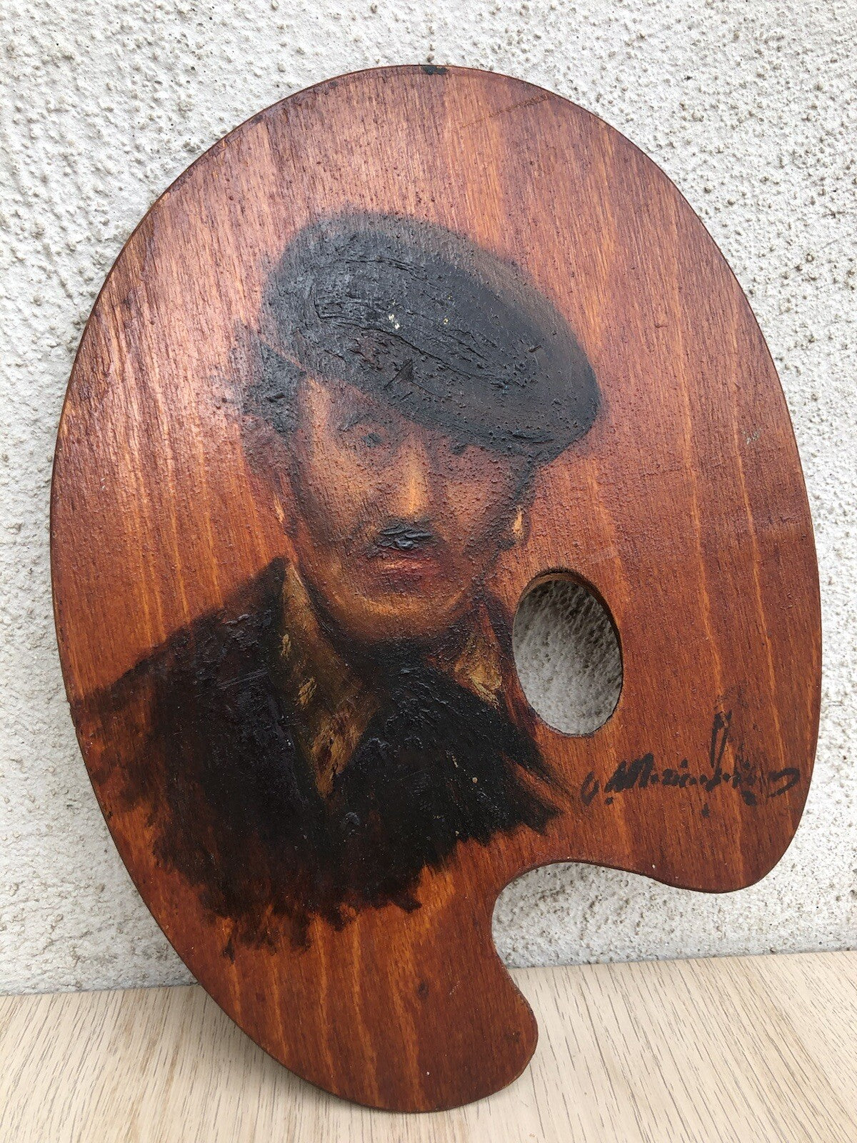 Quadro vintage -Signore Con Cappello- dipinto a olio su tavolozza