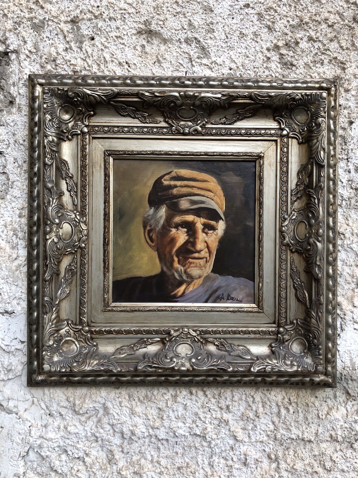 Quadro dipinto a olio su tela, soggetto Uomo Anziano