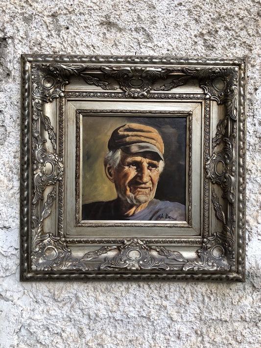 Quadro dipinto a olio su tela, soggetto Uomo Anziano