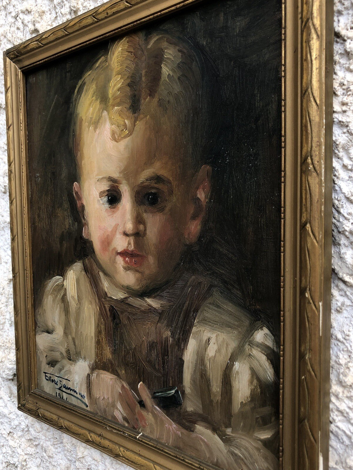 Quadro antico -Scolaretto- dipinto a olio su tavoletta