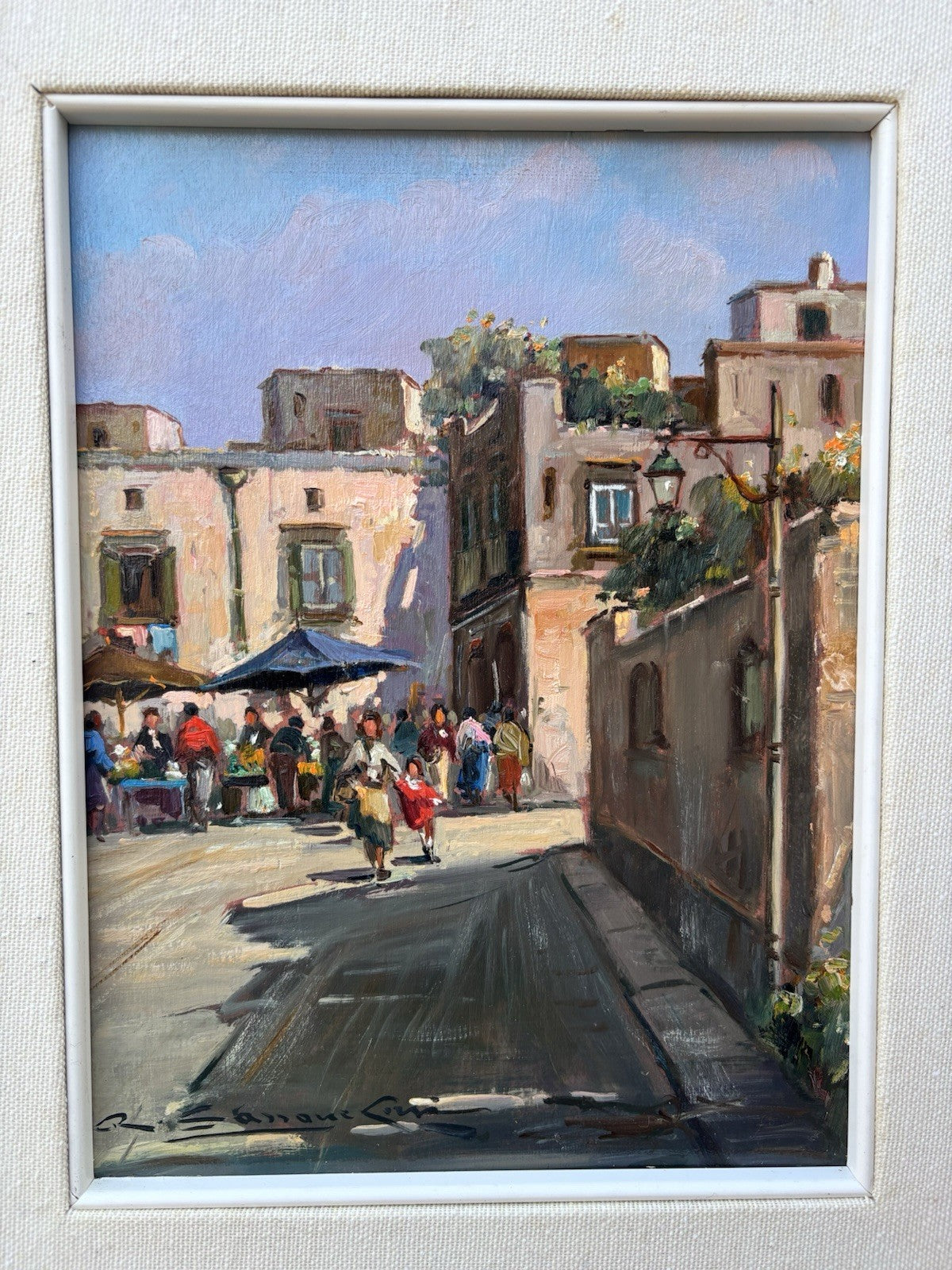 Quadro -Paesaggio Urbano- Renato Sassone Corsi dipinto a olio