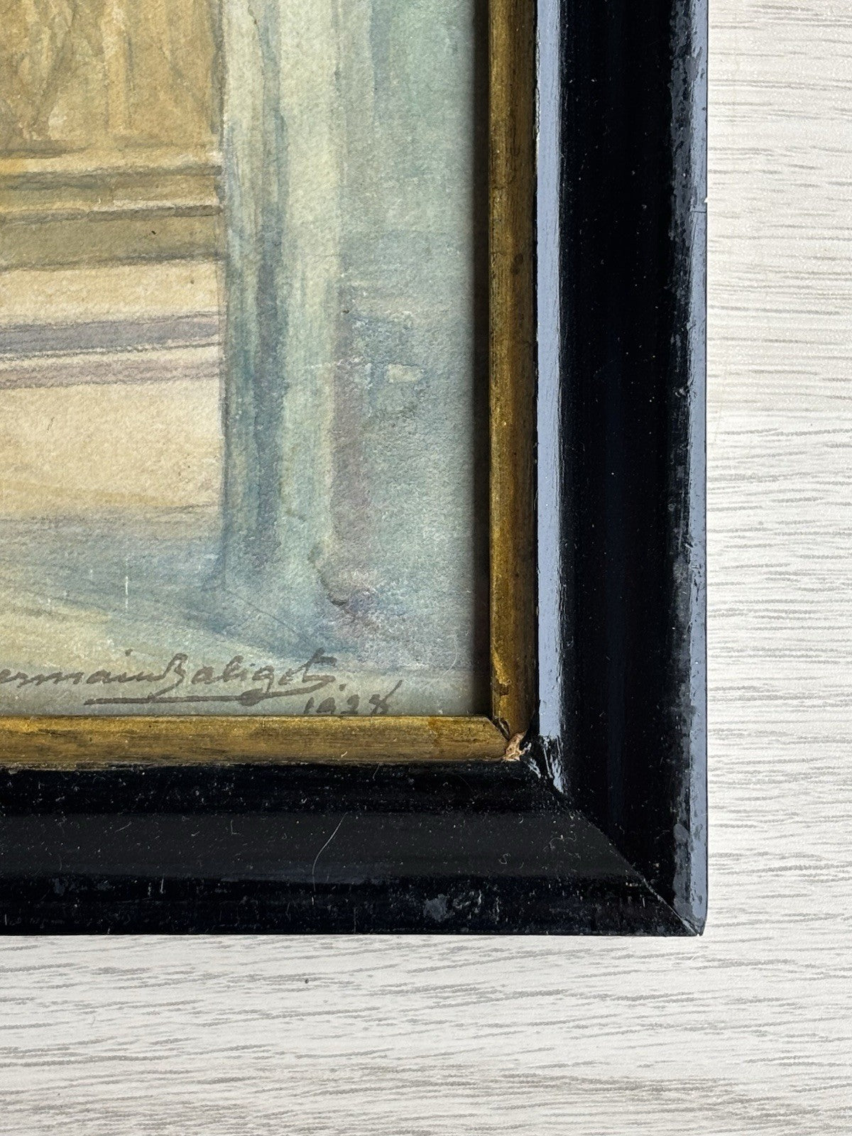 Quadro antico -Cattedrale- dipinto ad acquerello su carta