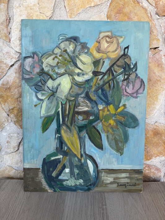 Quadro -Vaso Con Fiori- Mario Sangiovanni- dipinto a olio su tavola