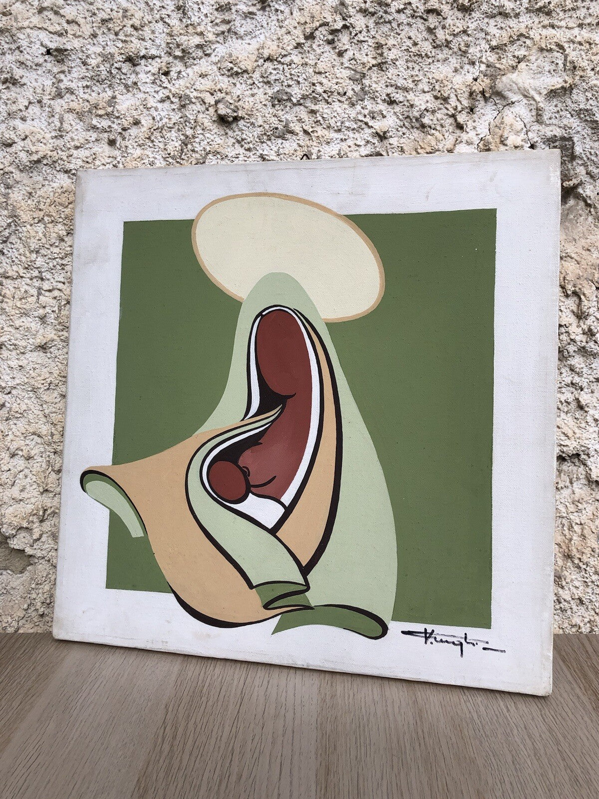 Quadro vintage -Immagine Sacra- dipinto ad acrilico su tela