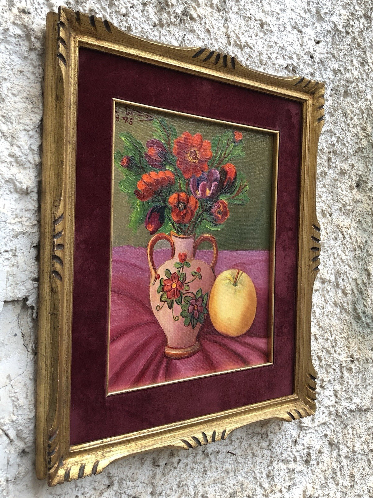 Quadro vintage -Vaso Con Fiori- dipinto a olio