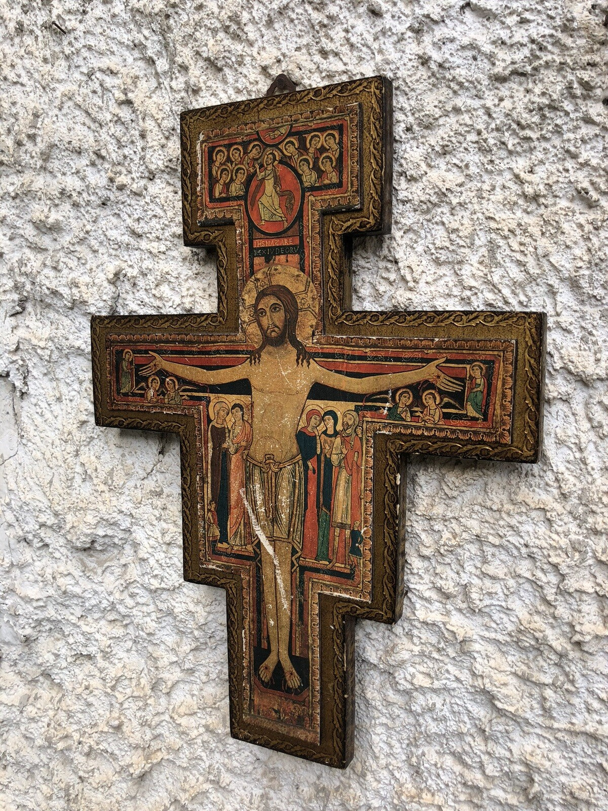 Croce Crocifisso Vintage In Legno Stile Fiorentino