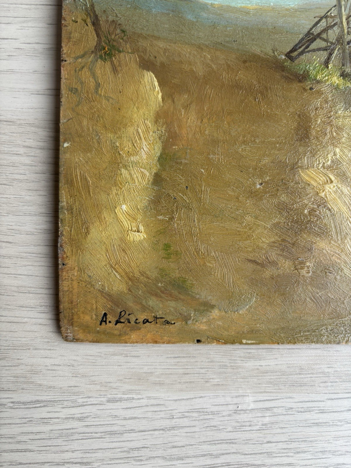 Quadro antico -Paesaggio Con Gregge- Augusto Licata dipinto a olio su tavola