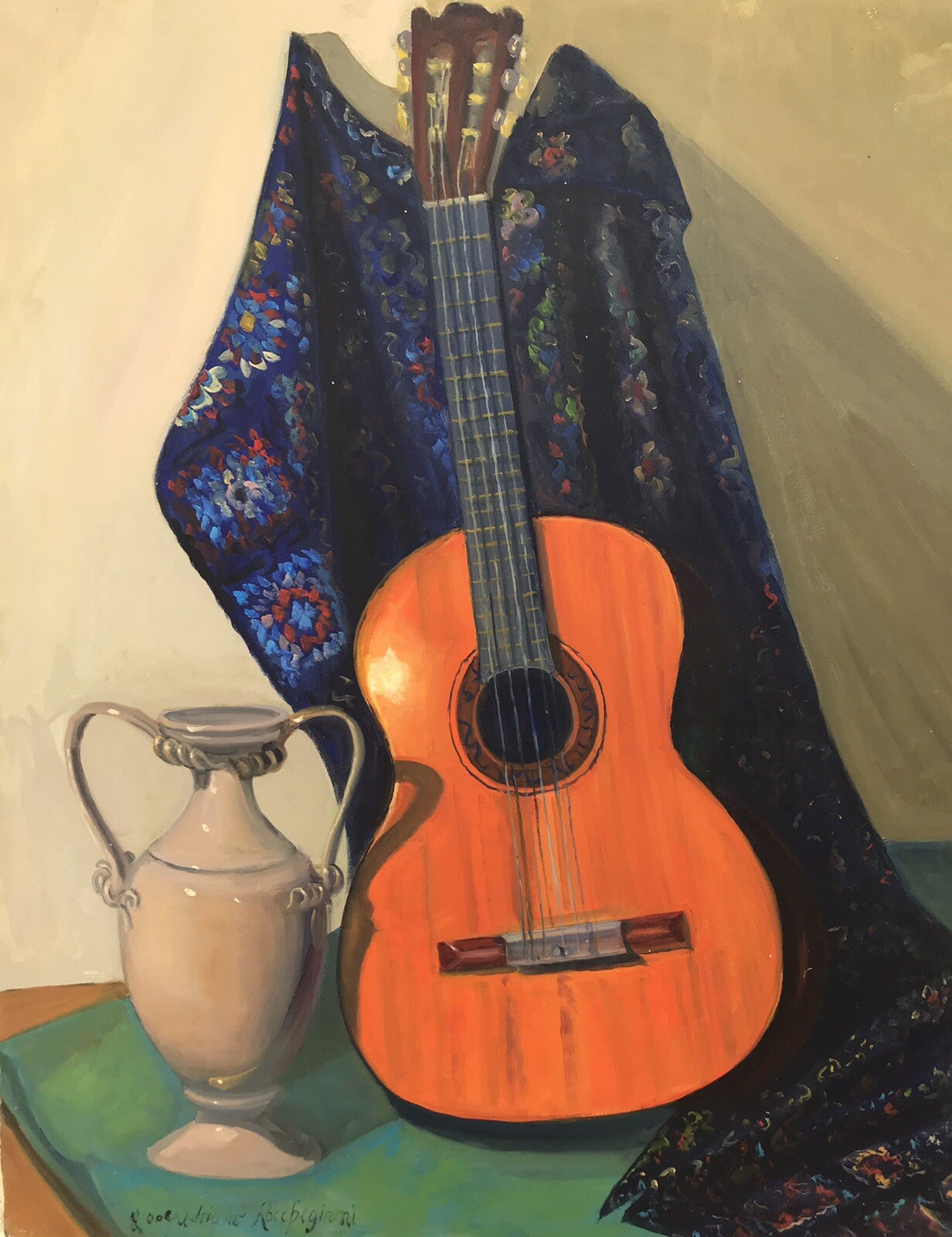 GRANDE QUADRO -CHITARRA-DIPINTO A OLIO SU TELA 80x100