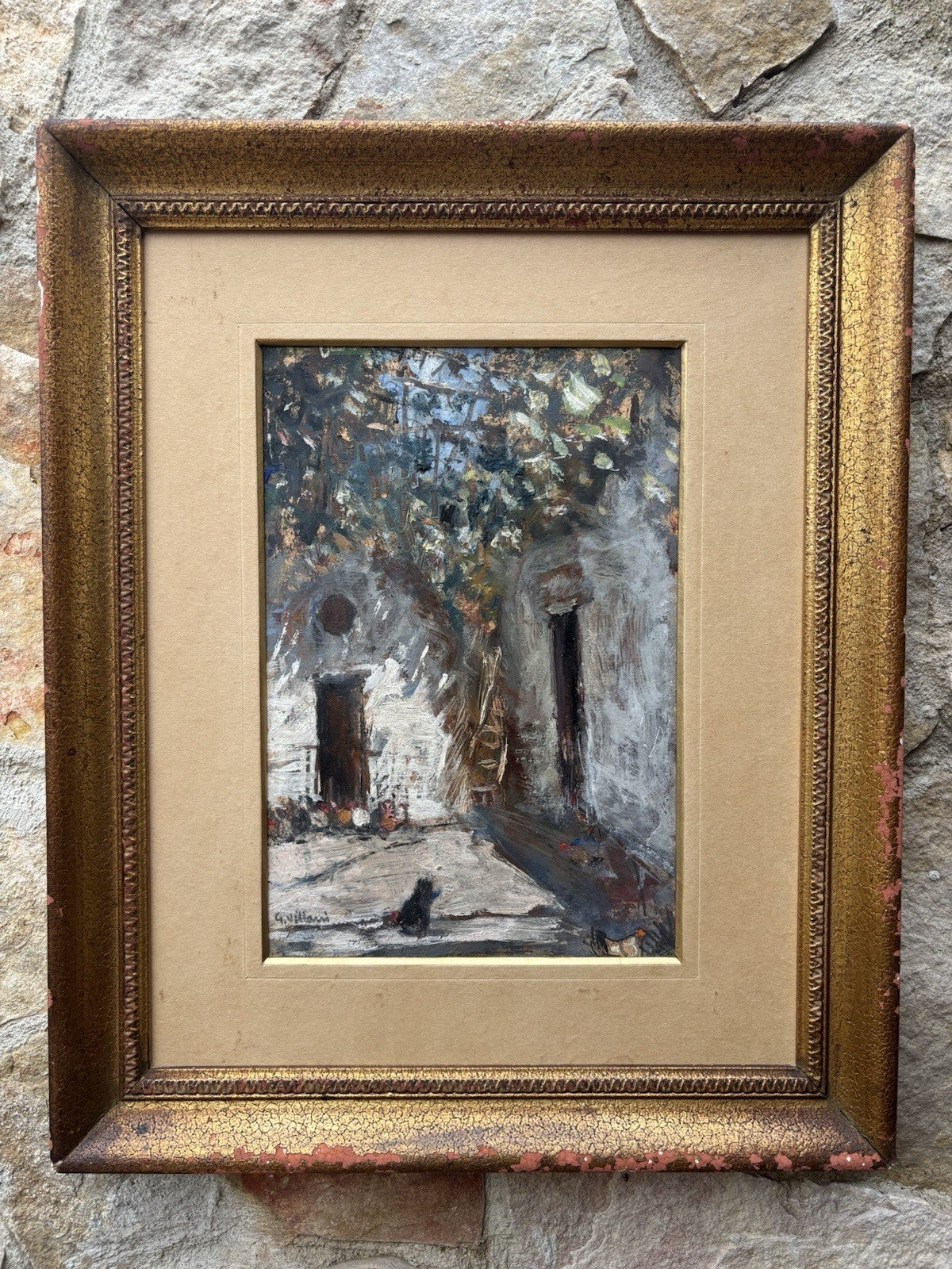 Quadro -Interno Di Cortile- Gennaro Villani dipinto a olio