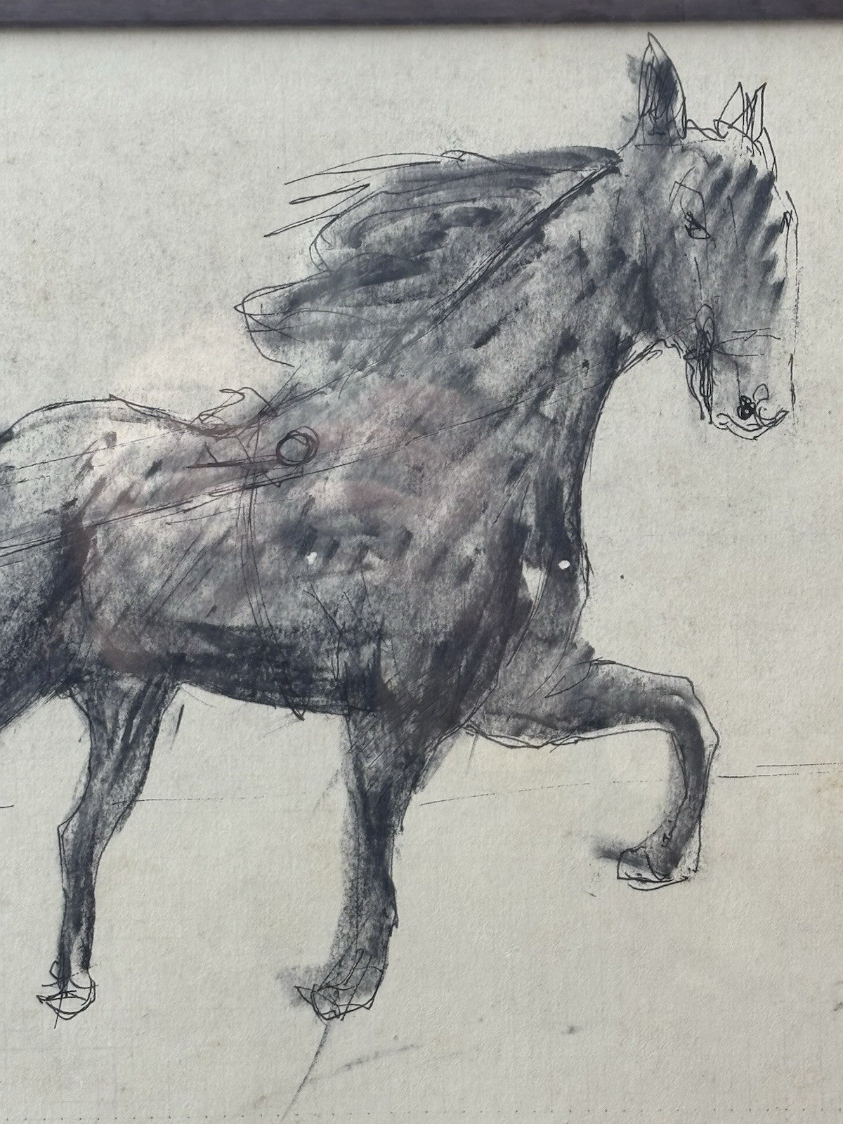 Quadro -Calesse Con Cavallo- Guido Casciaro disegno su carta