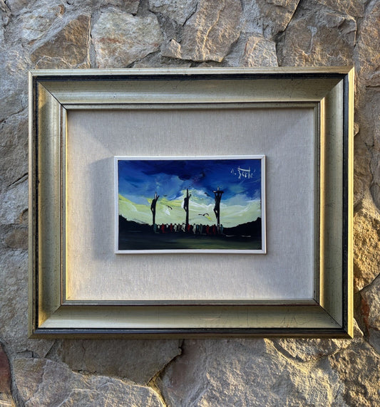 Quadro -Calvario- Antonio Bertè dipinto su tavoletta