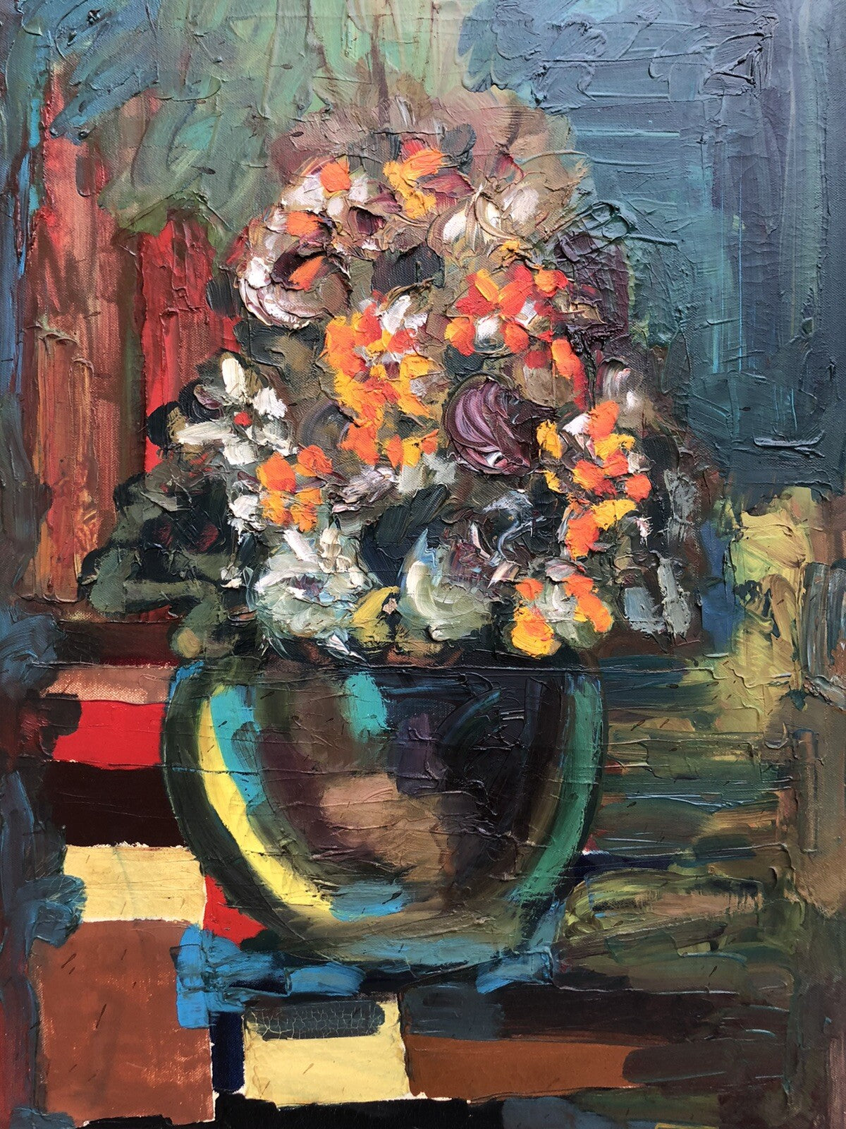 Quadro vintage -Vaso Con Fiori- dipinto a olio su tela