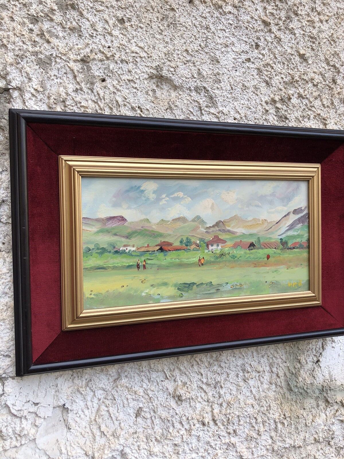 Quadro vintage -Paesaggio Alpino- dipinto a olio su tavoletta
