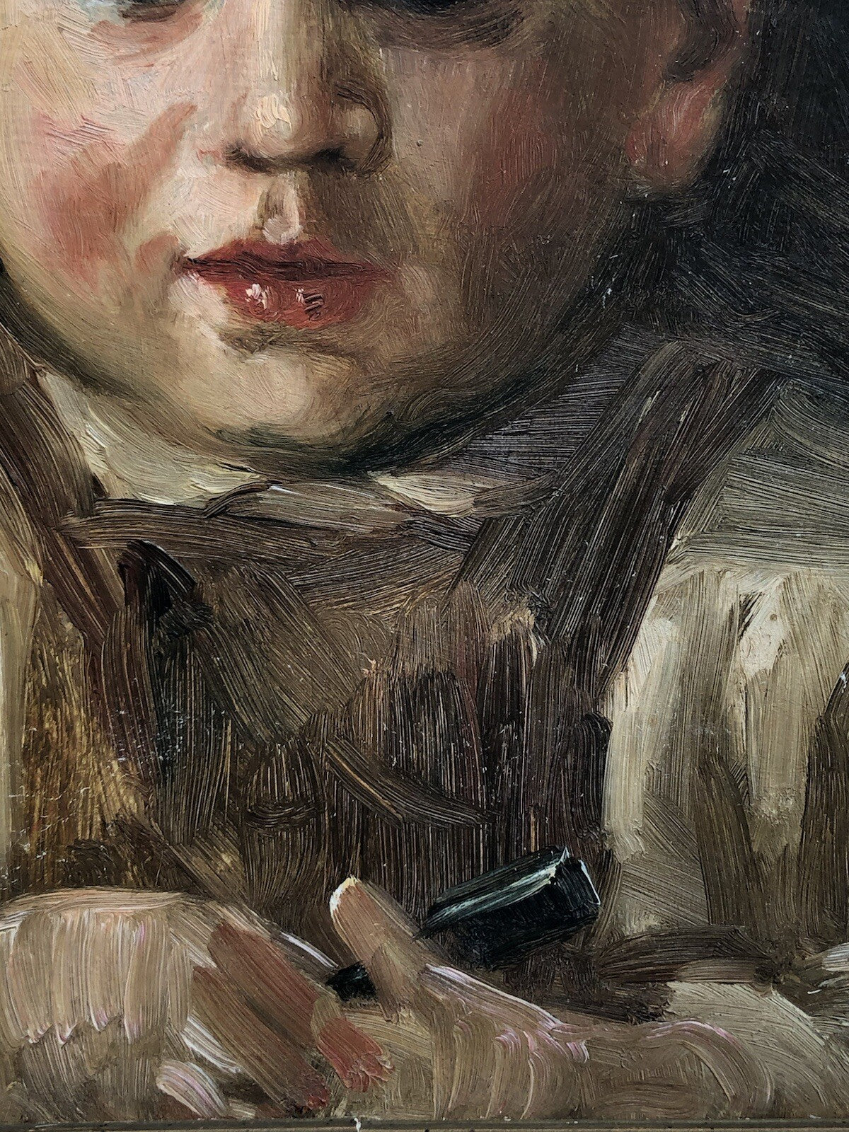 Quadro antico -Scolaretto- dipinto a olio su tavoletta