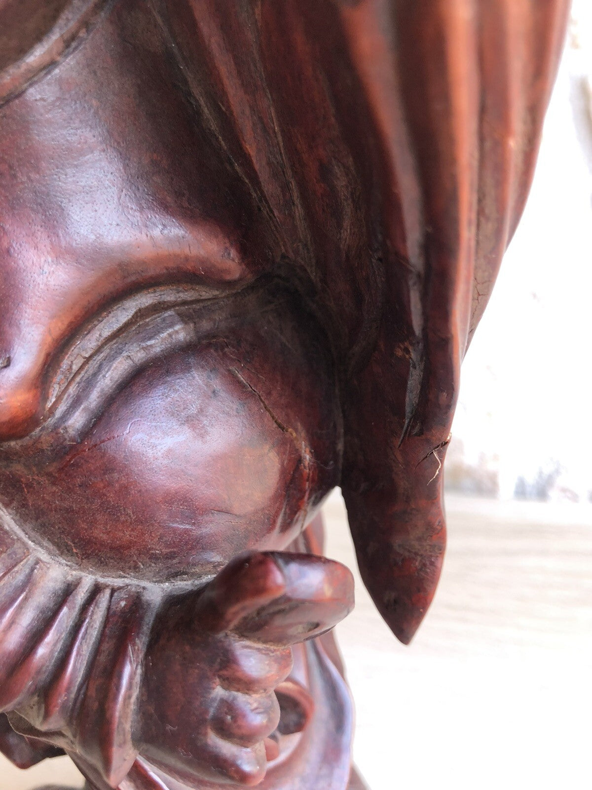 Scultura Cinese Vintage In Legno