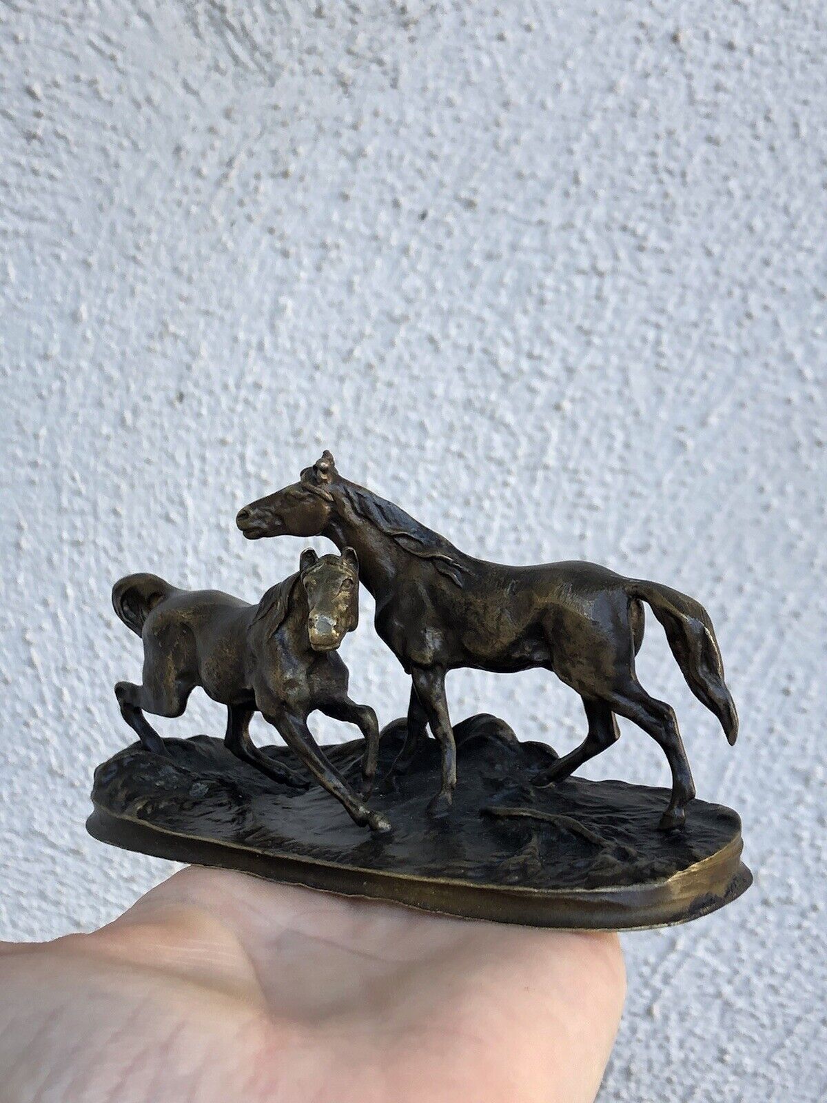 Scultura Vintage Francese -Cavalli- In Bronzo P.J.Méne