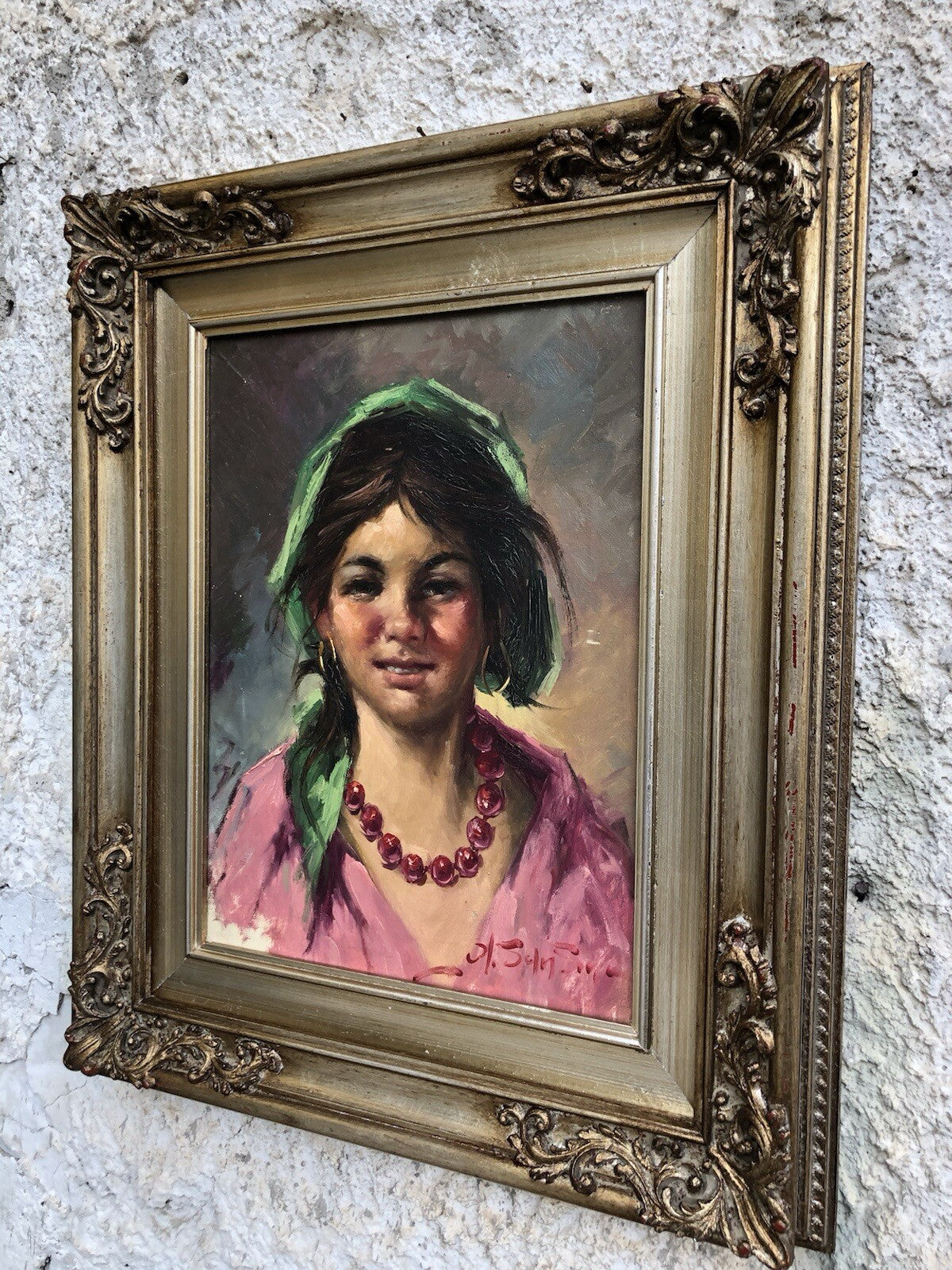 Quadro vintage -Fanciulla- dipinto a olio su tela