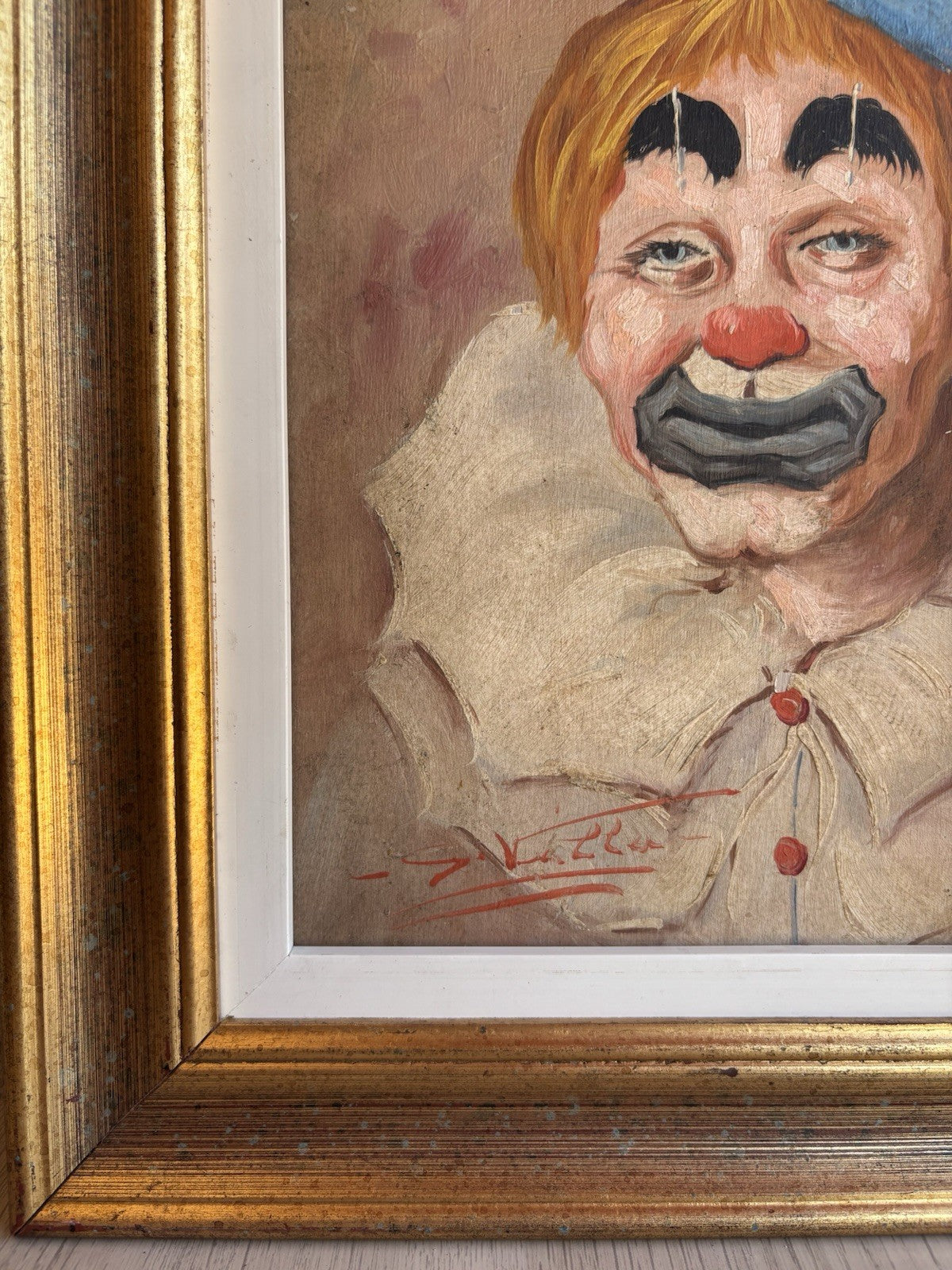 Quadro -Clown- dipinto a olio su tavoletta