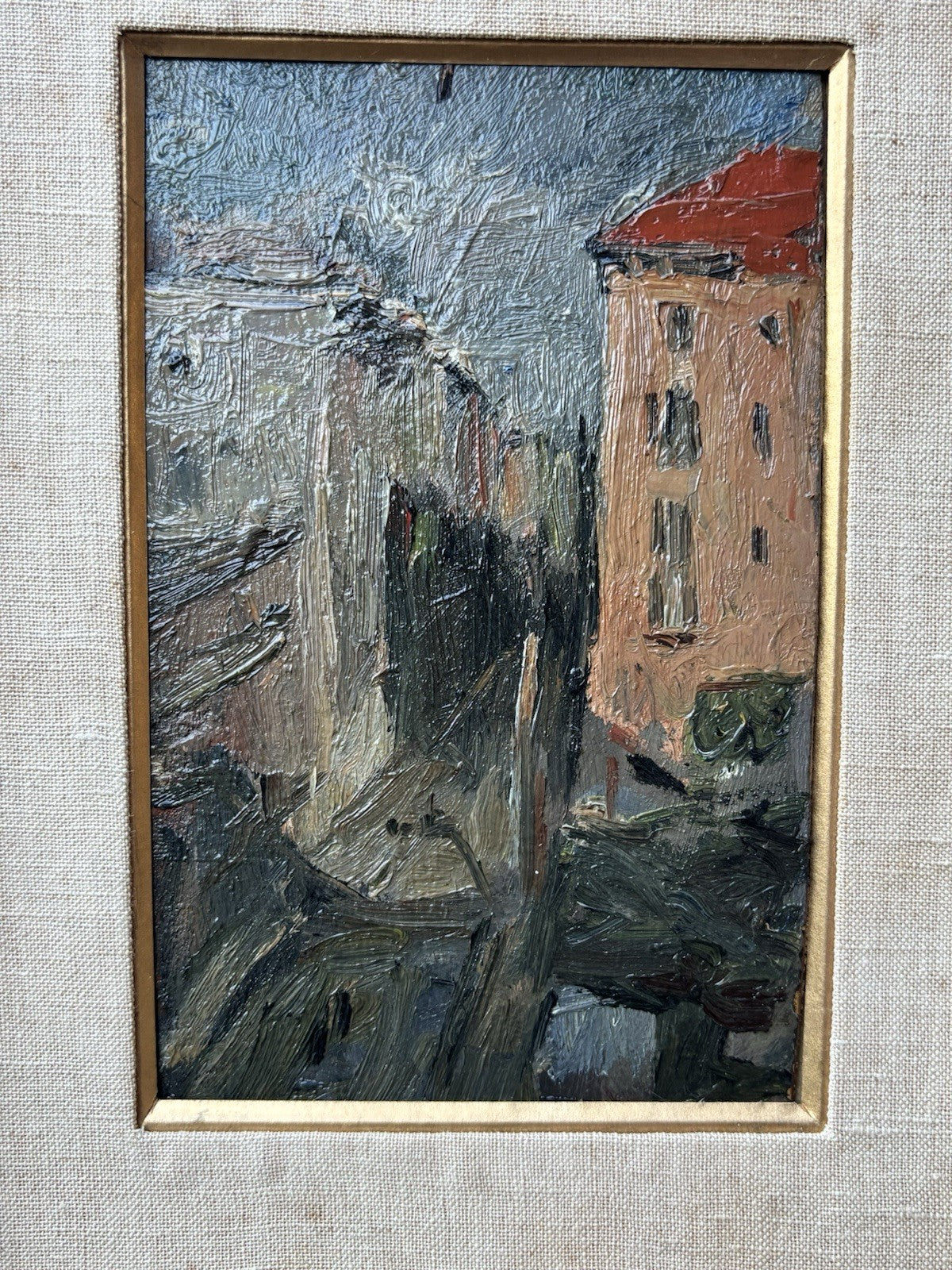 Quadro -Strada Con Palazzi- Carlo Striccoli dipinto a olio