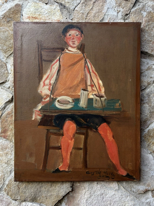 Quadro -Figura- Augusto Orange De Rose dipinto a olio su tela