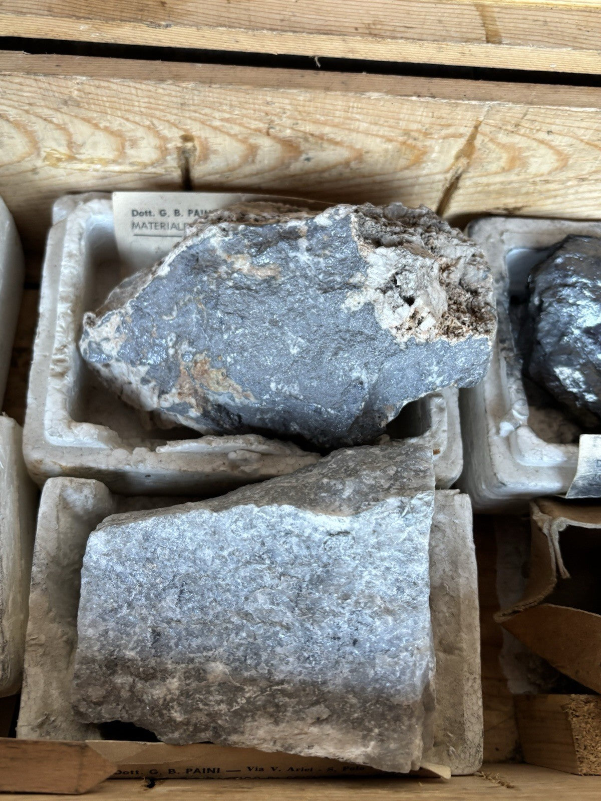 Rocce E Minerali Vintage Con Scatola In Legno Carlo Erba