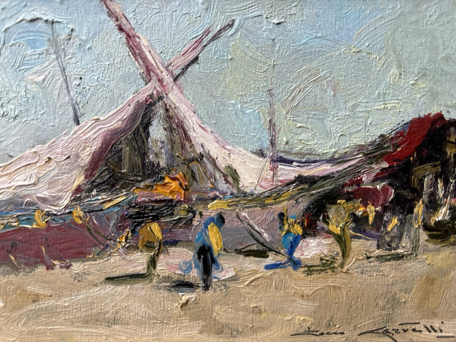 Quadro -Barche A Riposo- Rocco Carvelli- dipinto a olio