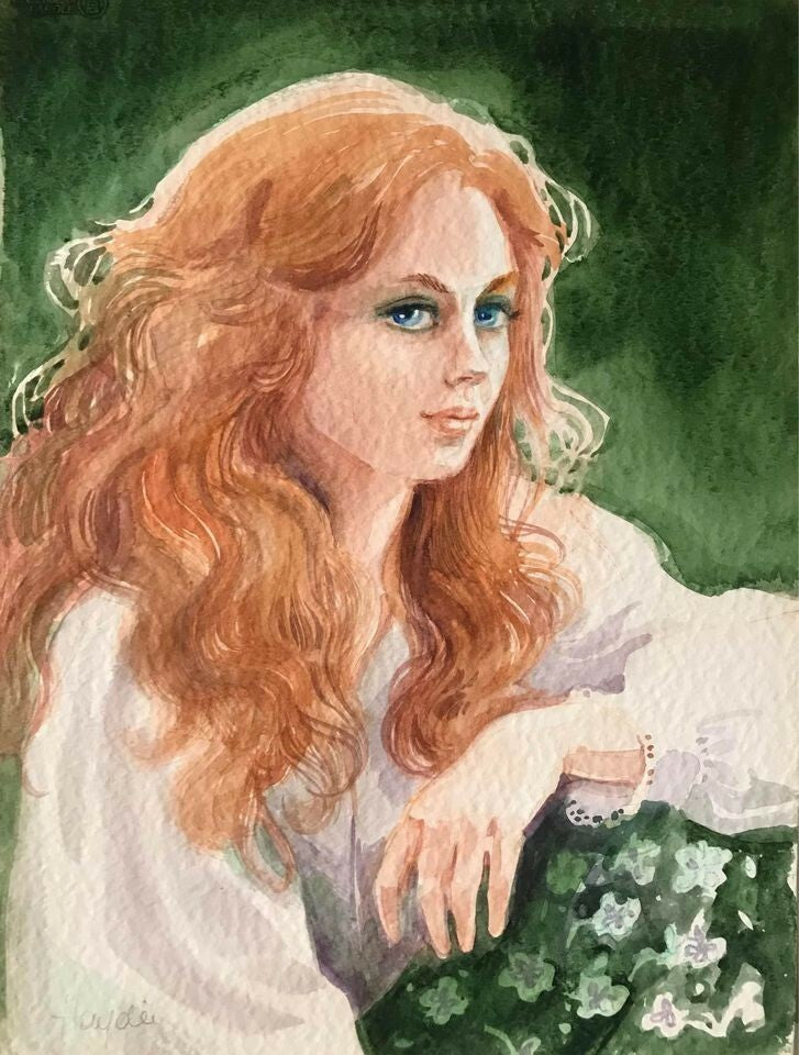Quadro vintage realizzato a acquerello su cartoncino