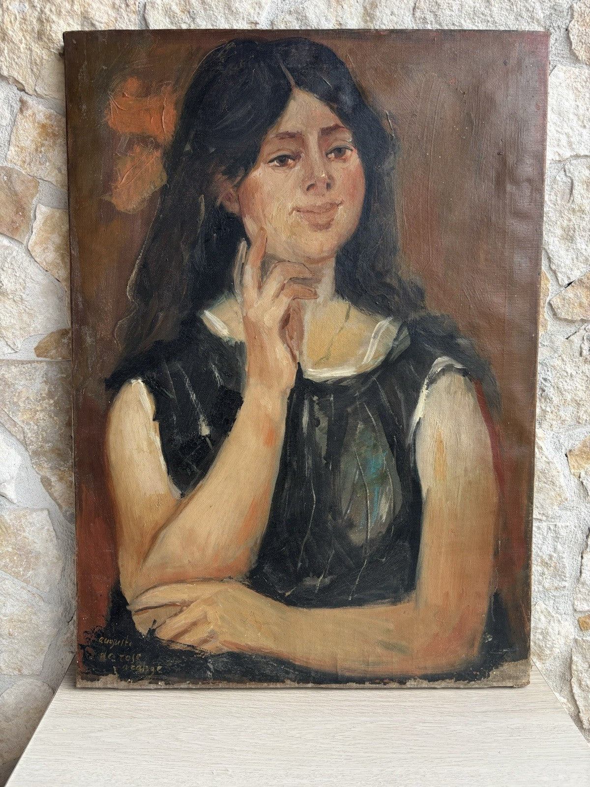 Quadro -Figura Di Donna- Augusto Orange De Rose dipinto a olio su tela