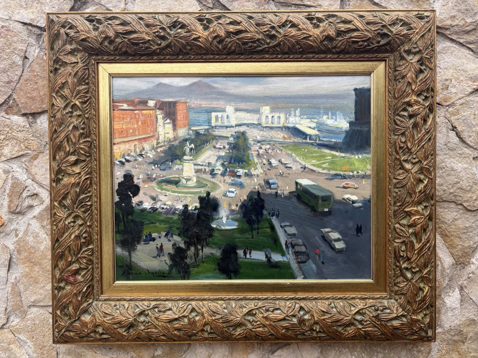 Quadro -Napoli Piazza Municipio- Enrico Aprile- dipinto a olio