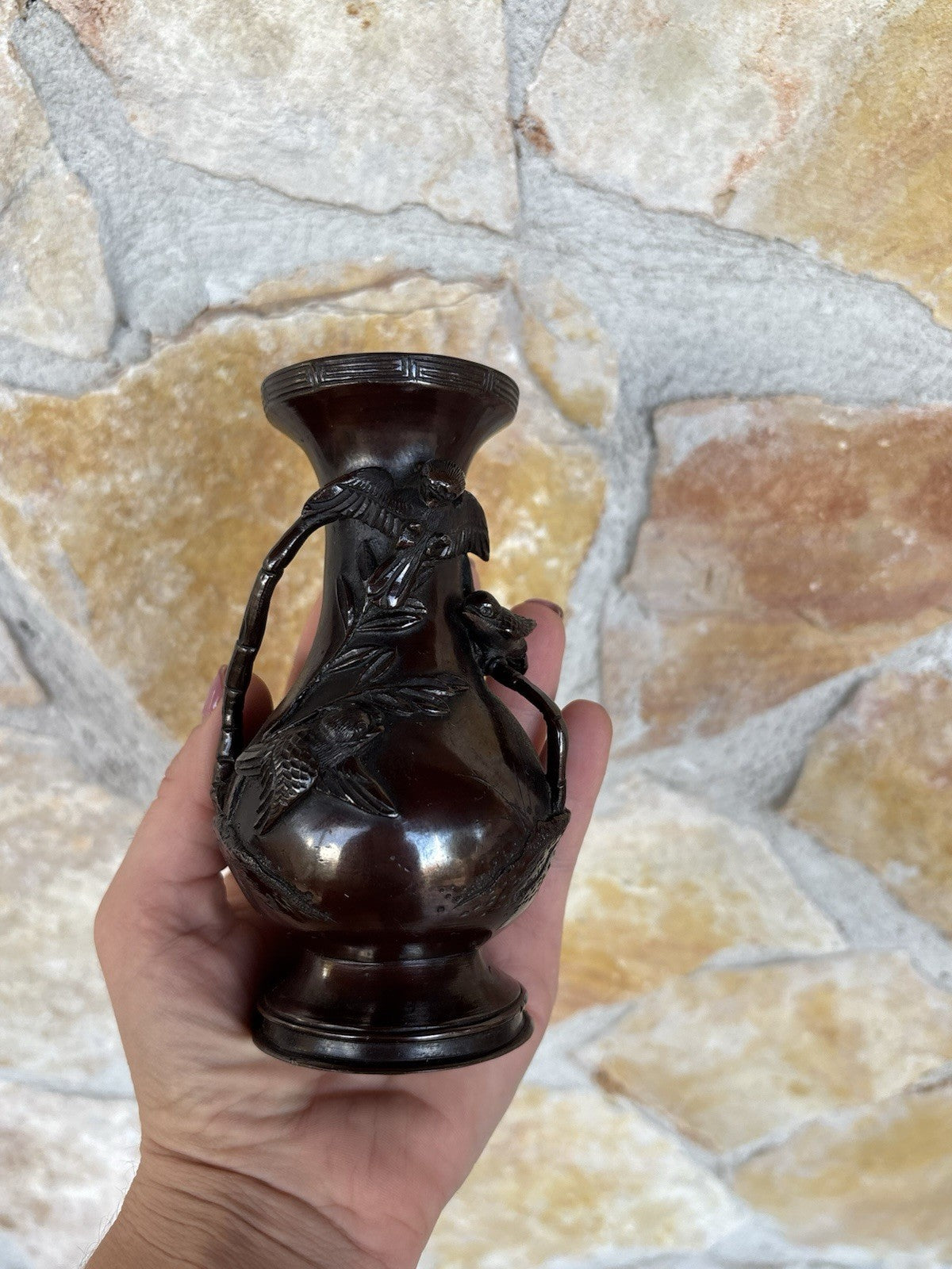 Vaso Vintage In Bronzo, Giappone-Meiji