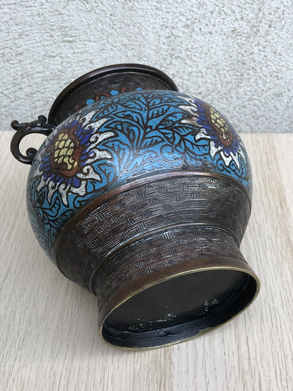 Vaso Vintage Cinese In Bronzo E Cloisonné