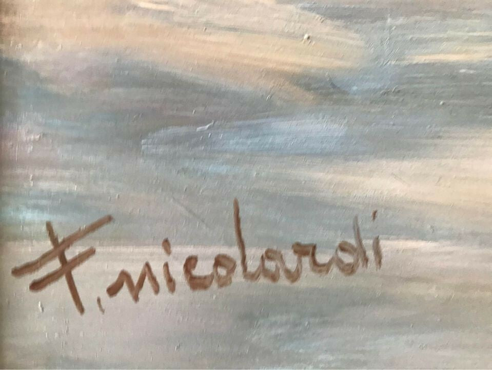Quadro -Marina-Francesco nicolardi 1910-1970 dipinto a olio su masonite