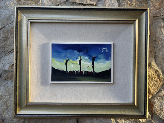 Quadro -Calvario- Antonio Bertè dipinto su tavoletta