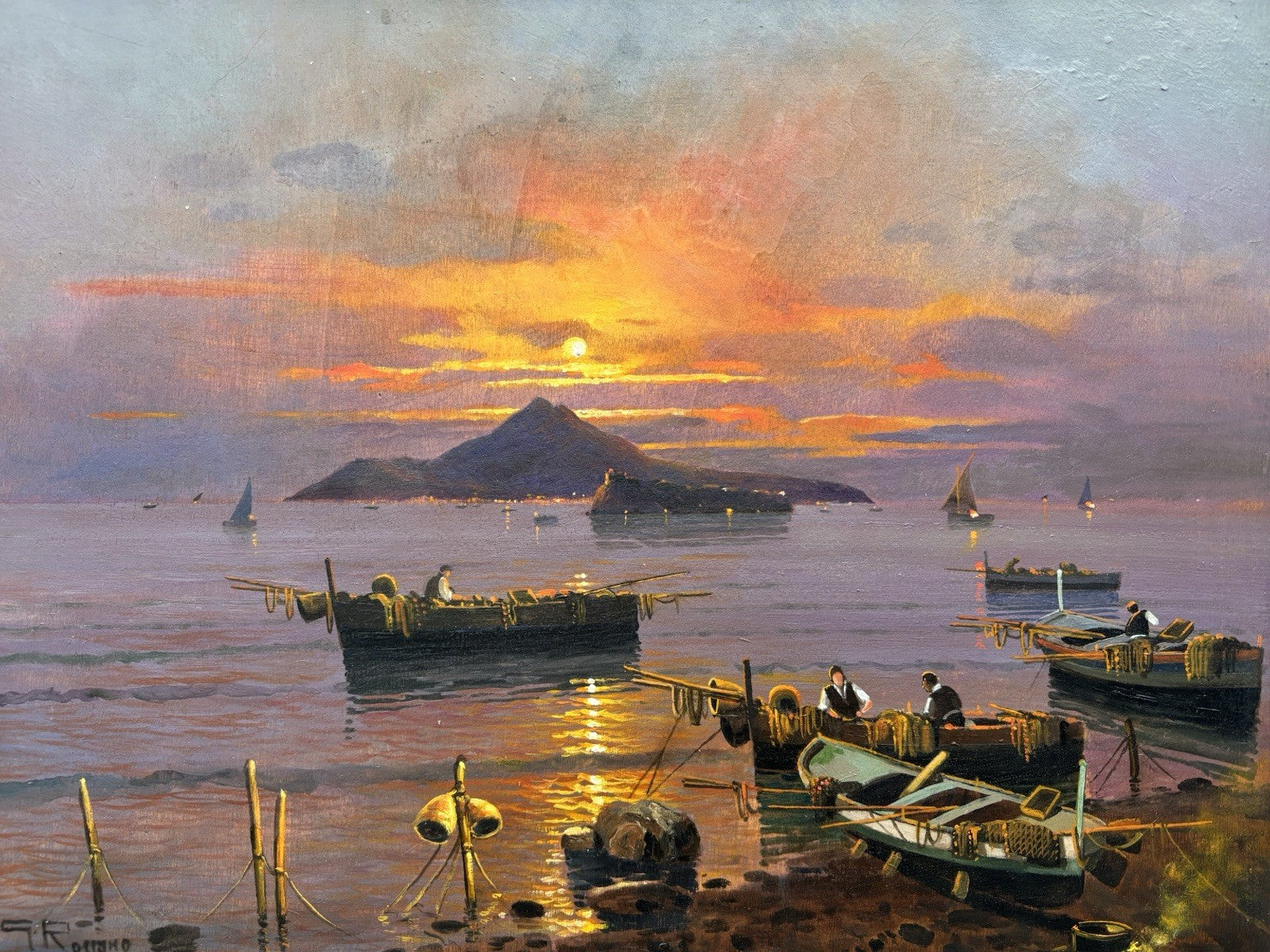 Quadro -Tramonto Ischitano- Gennaro Rossano- dipinto a olio